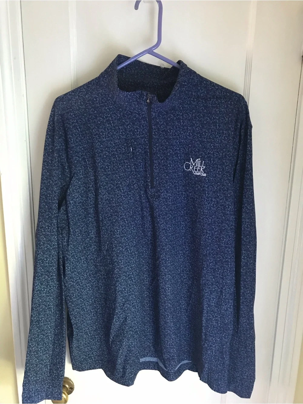 Greg Norman Collection Navy Patterned Quarter-Zip Pullover